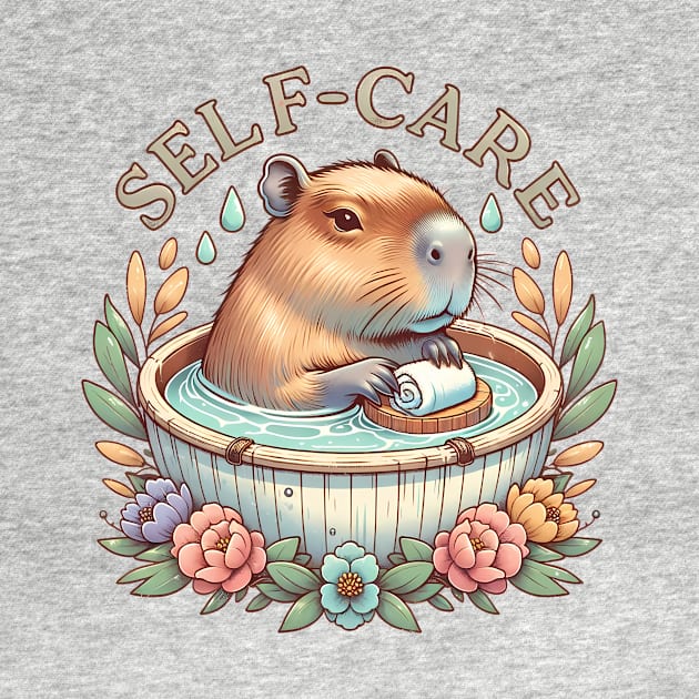 Self-care Capybara Bathing in a Hot Tub by TheCloakedOak